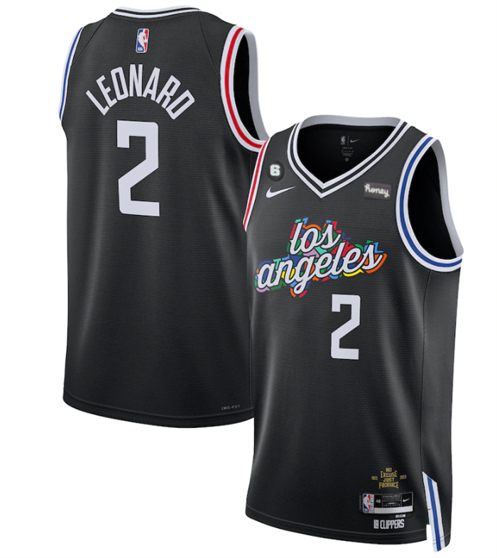 Personalized Men’s Los Angeles Clippers #2 Kawhi Leonard Black 2022 23 City Edition With NO.6 Patch Stitched Jersey