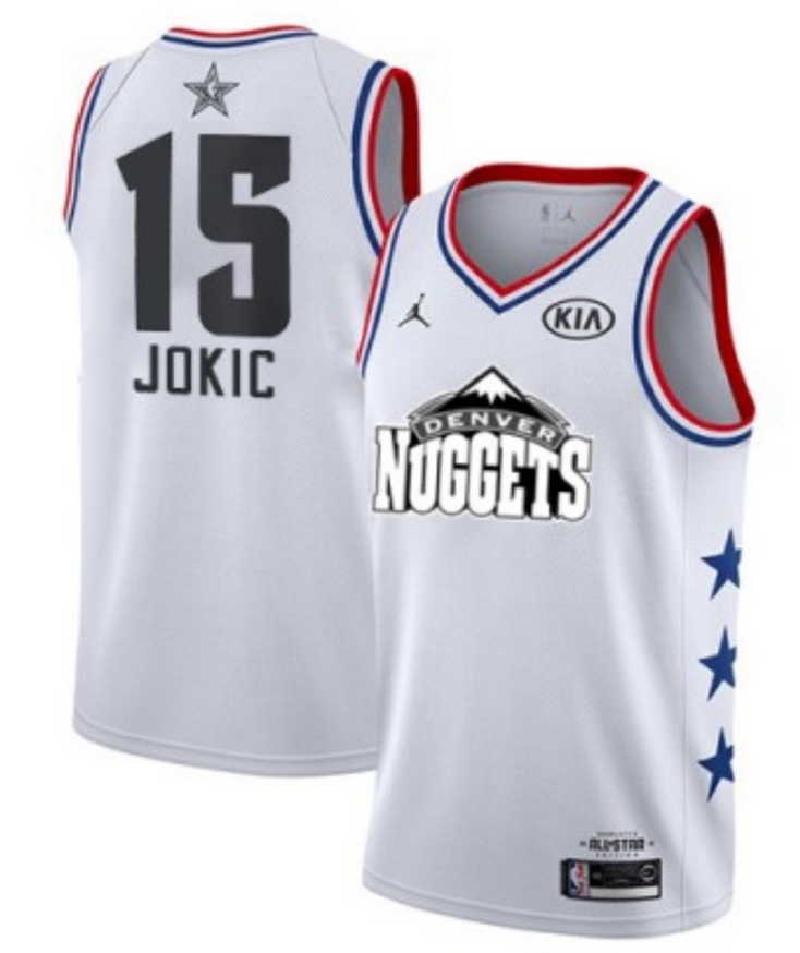 Personalized Men’s Denver Nuggets 15# Nikola Jokic white Jordan Swingman 2019 All-star Game jersey