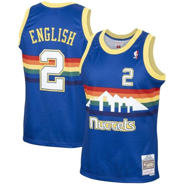 Personalized Men’s Denver Nuggets #2 Alex English 1987-88 Royal Mitchell & Ness Swingman Stitched Basketball Jersey