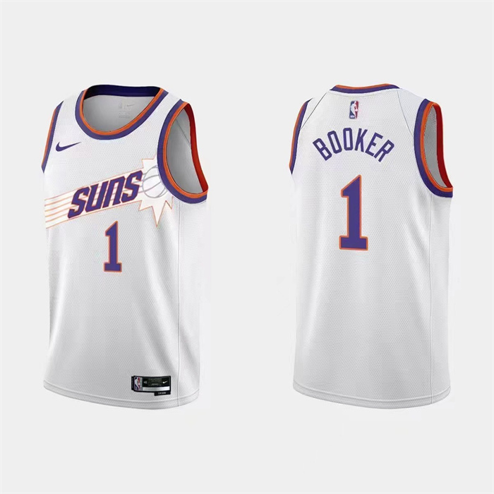 Personalized Men’s Phoenix Suns #1 Devin Booker White Association Edition Stitched Jersey