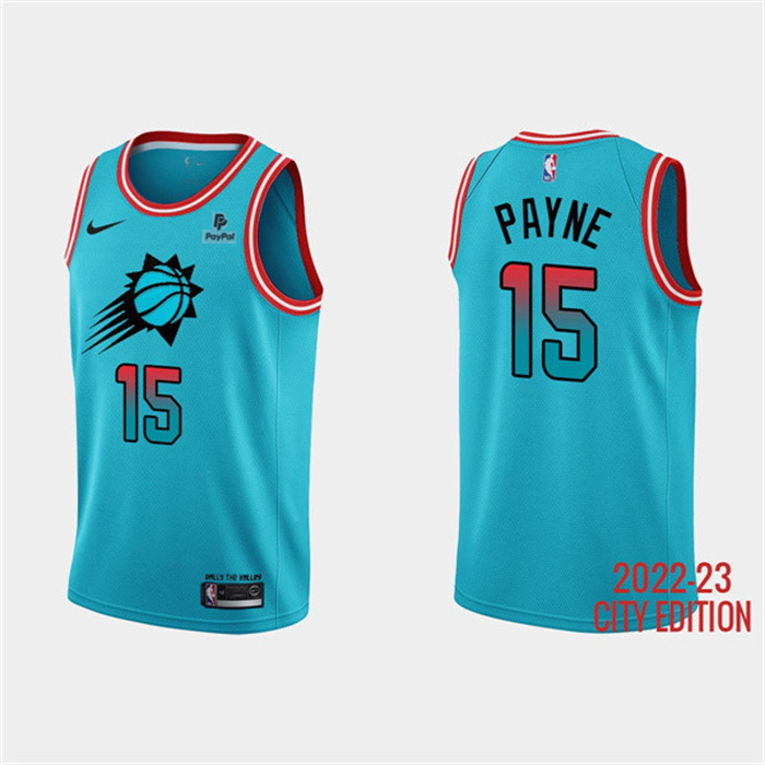 Personalized Men’s Phoenix Suns #15 Cameron Payne Blue 2022 23 City Edition With Black Payple Patch Stitched Basketball Jersey