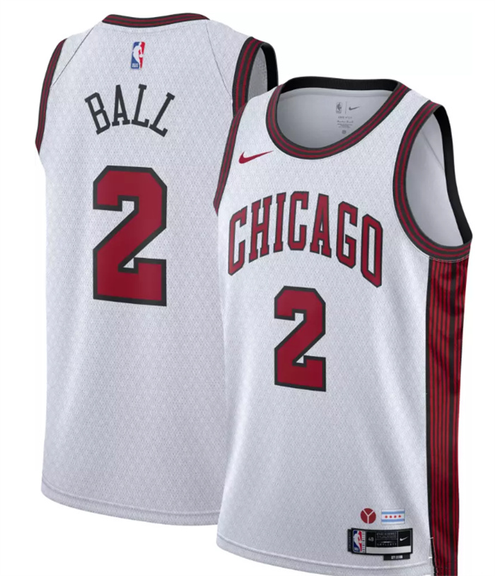 Personalized Men’s Chicago Bulls #2 Lonzo Ball White 2022 23 City Edition Stitched Basketball Jersey