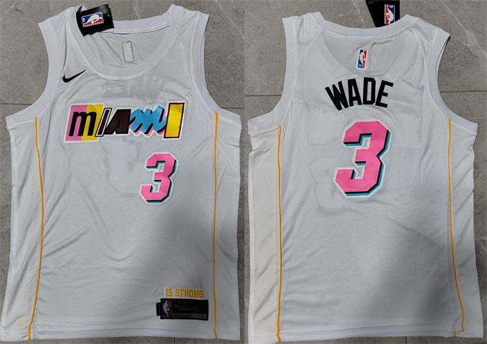 Personalized Men’s Miami Heat #3 Dwyane Wade 2022 23 White City Edition Stitched Jersey