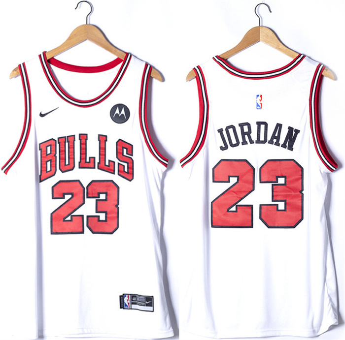 Personalized Men’s Chicago Bulls #23 Michael Jordan White Stitched Basketball Jersey