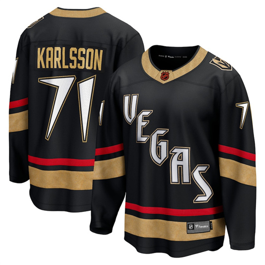 Personalized Men’s Vegas Golden Knights #71 William Karlsson Black 2022-23 Reverse Retro Stitched Jersey