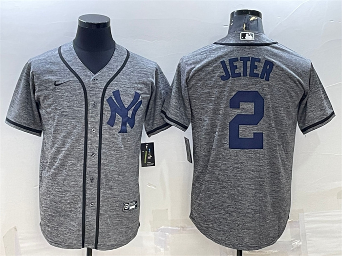 Personalized Men’s New York Yankees #2 Derek Jeter Grey Cool Base Stitched Jersey