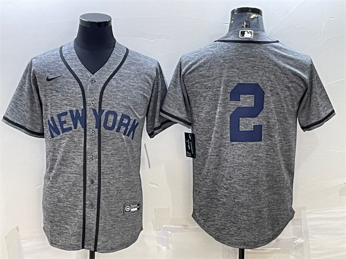 Personalized Men’s New York Yankees #2 Derek Jeter Grey Cool Base Stitched JerseyS