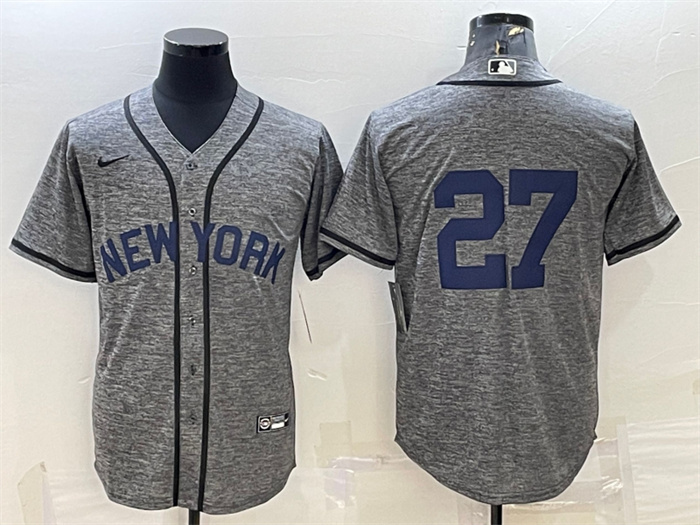 Personalized Men’s New York Yankees #27 Giancarlo Stanton Grey Cool Base Stitched JerseyS