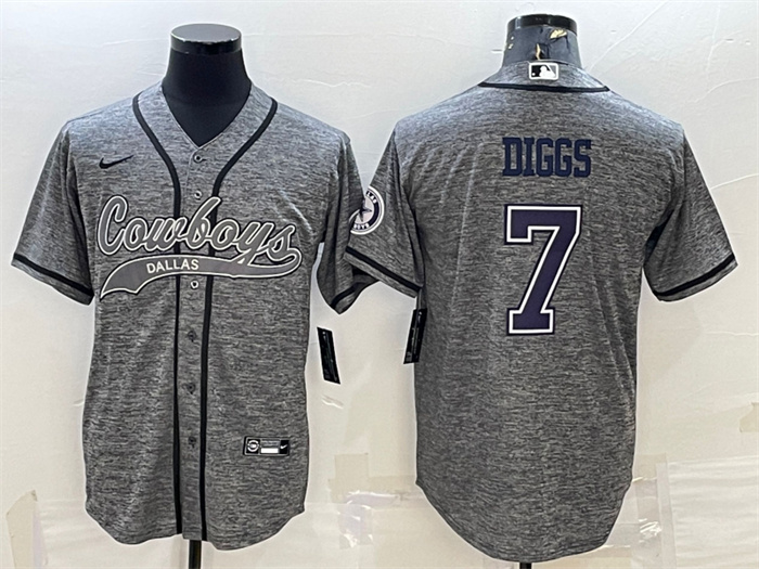 Personalized Men’s Dallas Cowboys #7 Trevon Diggs Grey With Patch Cool Base Stitched Baseball JerseyS
