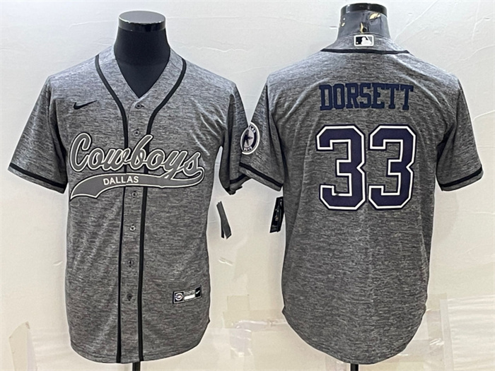 Personalized Men’s Dallas Cowboys #33 Tony Dorsett Grey With Patch Cool Base Stitched Baseball JerseyS
