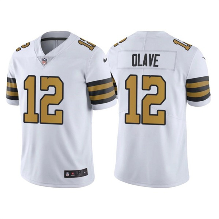 Personalized Men’s New Orleans Saints #12 Chris Olave White Limited Stitched Jersey