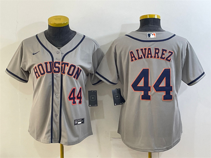 Personalized Women’s Houston Astros #44 Yordan Alvarez Gray Cool Base Stitched Baseball Jerseys(Run Small)