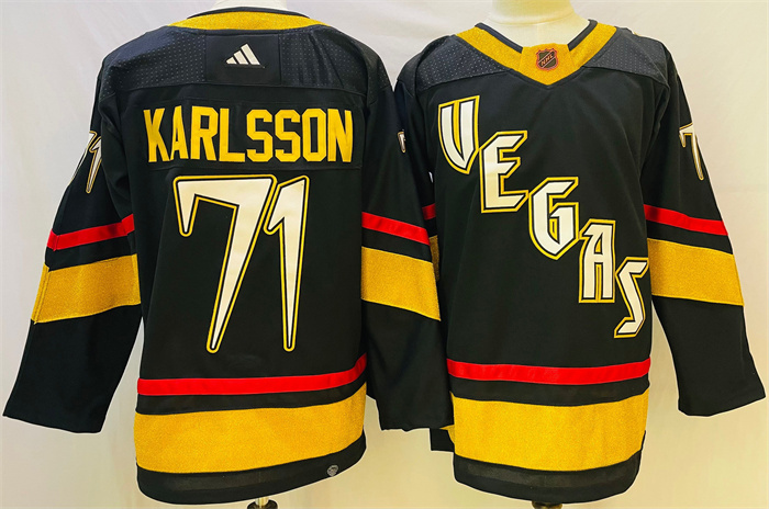 Personalized Men’s Vegas Golden Knights #71 William Karlsson Black 2022-23 Reverse Retro Stitched Jersey