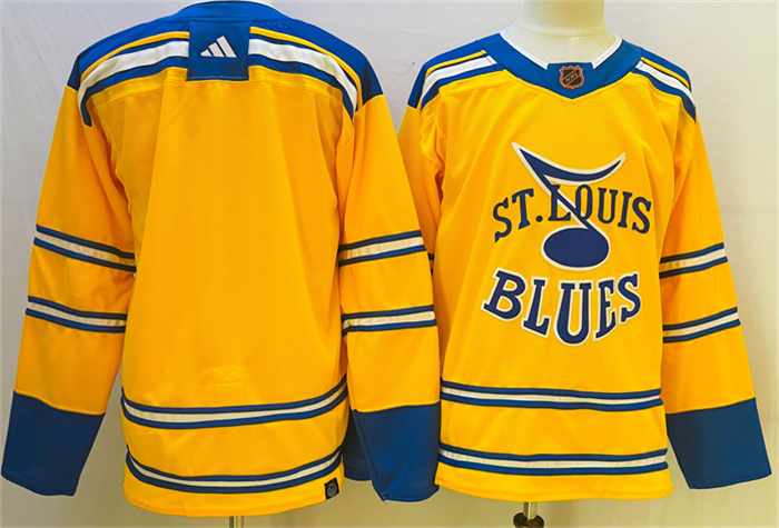 Personalized Men’s St. Louis Blues Blank Yellow 2022-23 Reverse Retro Stitched Jersey
