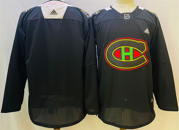 Personalized Men’s Montreal Canadiens Blank 2022 Black Warm Up History Night Stitched Jersey