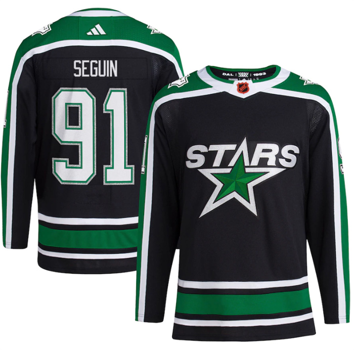 Personalized Men’s Dallas Stars #91 Tyler Seguin Black 2022-23 Reverse Retro Stitched Jersey