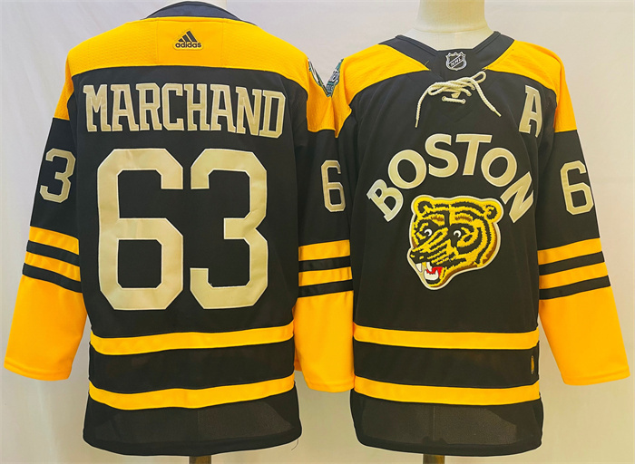 Personalized Men’s Boston Bruins #63 Brad Marchand Black Classic Primegreen Stitched Jersey
