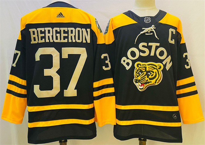Personalized Men’s Boston Bruins #37 Patrice Bergeron Black Classic Primegreen Stitched Jersey