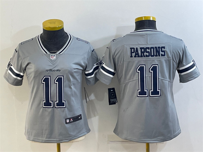 Personalized Women’s Dallas Cowboys #11 Micah Parsons Gray Stitched Jersey(Run Small)