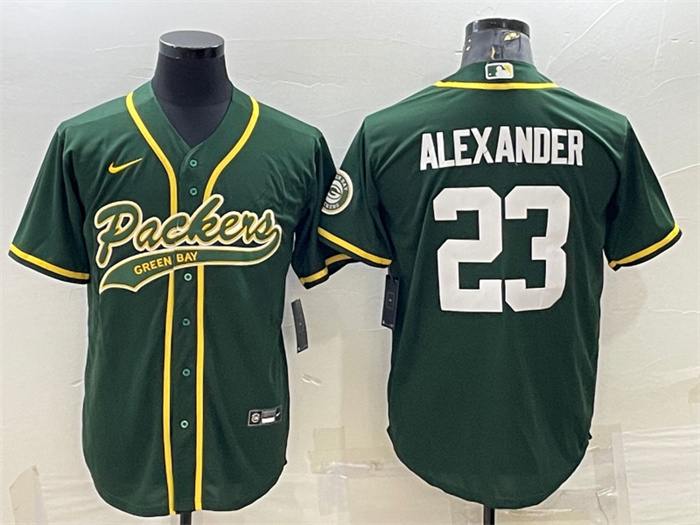 Personalized Men’s Green Bay Packers #23 Jaire Alexander Green With Patch Cool Base Stitched Baseball Jersey