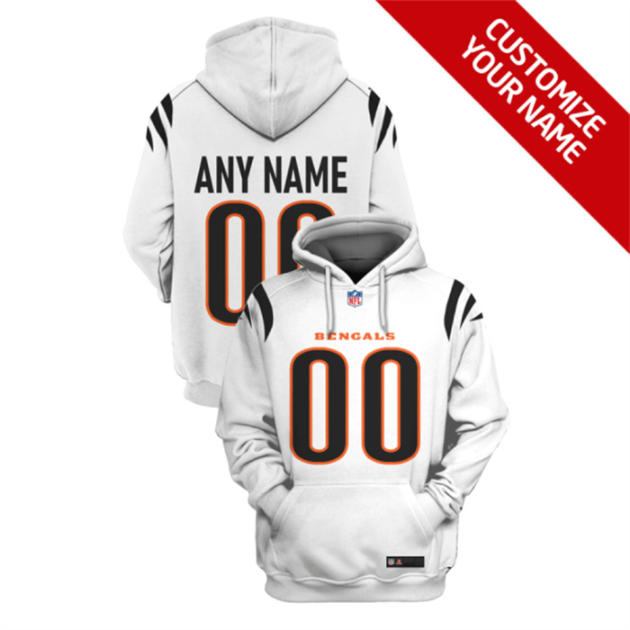 Personalized Men’s Cincinnati Bengals Active Player 2021 White Pullover Hoodie