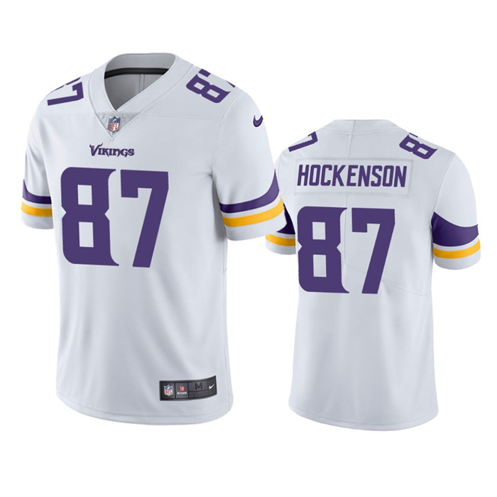 Personalized Men’s Minnesota Vikings #87 T.J. Hockenson White Untouchable Stitched Jersey