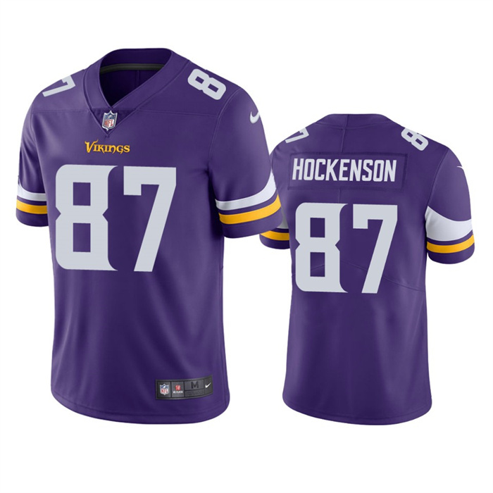 Personalized Men’s Minnesota Vikings #87 T.J. Hockenson Purple Untouchable Stitched Jersey