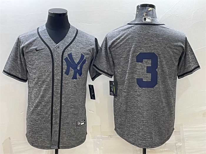 Personalized Men’s New York Yankees #3 Babe Ruth Grey Stitched Jersey