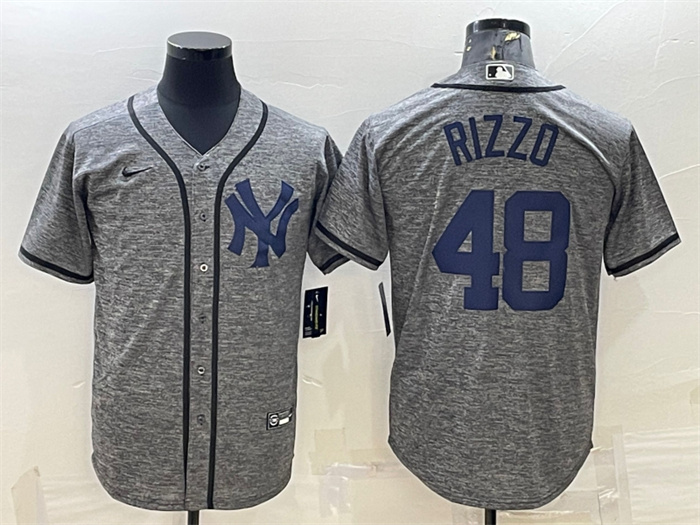 Personalized Men’s New York Yankees #48 Anthony Rizzo Grey Cool Base Stitched Jersey