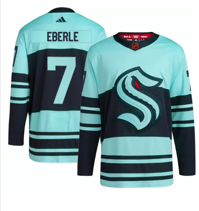 Personalized Men’s Seattle Kraken #7 Jordan Eberle Ice Blue 2022-23 Reverse Retro Stitched Jersey