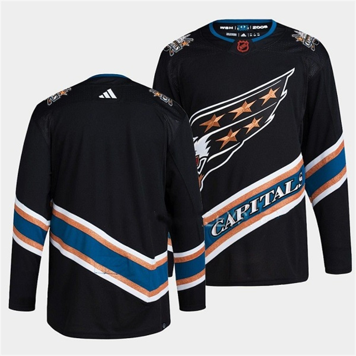 Personalized Men’s Washington Capitals Blank Black 2022-23 Reverse Retro Stitched Jersey