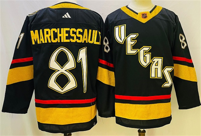 Personalized Men’s Vegas Golden Knights #81 Jonathan Marchessault Black 2022-23 Reverse Retro Stitched Jersey