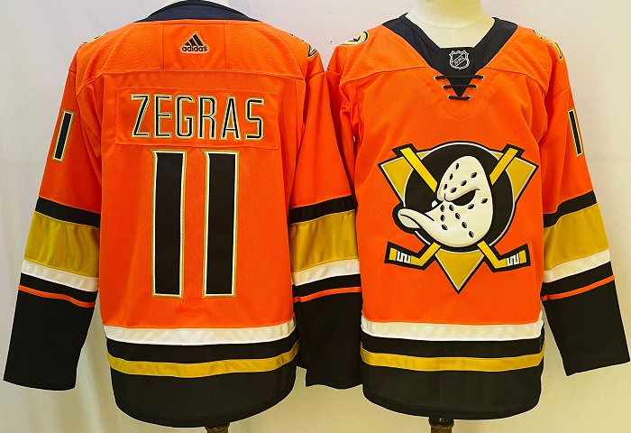 Personalized Men’s Anaheim Ducks #11 Trevor Zegras Orange Stitched Jersey
