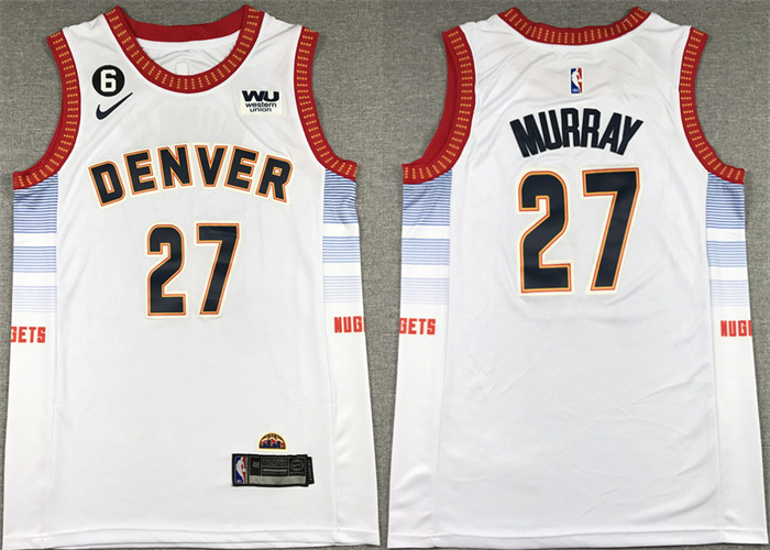 Personalized Men’s Denver Nuggets #27 Jamal Murray Silver 2022 23 City Edition With NO.6 Patch Stitched Jersey