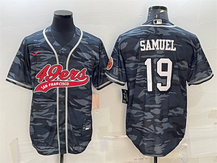 Personalized Men’s San Francisco 49ers #19 Deebo Samuel Grey Camo With Patch Cool Base Stitched Baseball Jersey