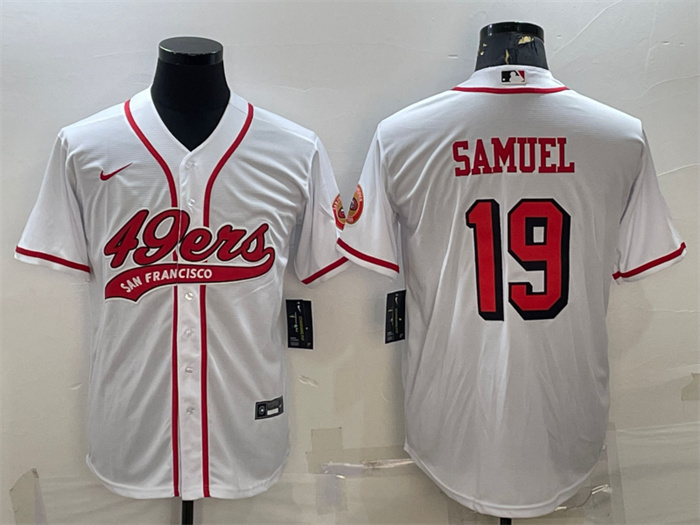 Personalized Men’s San Francisco 49ers #19 Deebo Samuel New White With Patch Cool Base Stitched Baseball Jersey