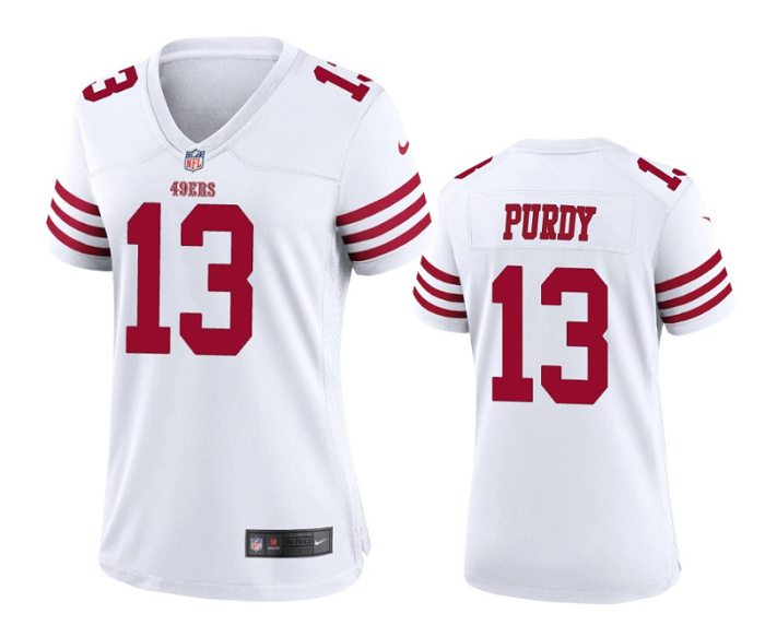 Personalized Women’s San Francisco 49ers #13 Brock Purdy White Stitched Game Jersey(Run Small)