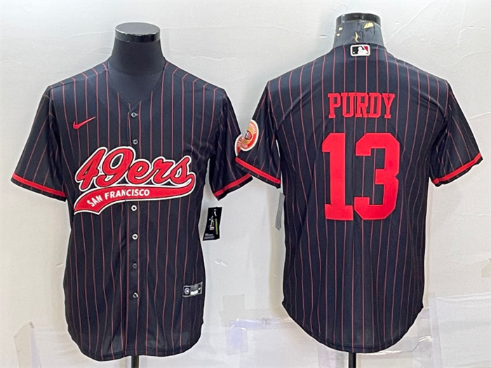 Personalized Men’s San Francisco 49ers #13 Brock Purdy Black With Patch Cool Base Stitched Baseball Jersey