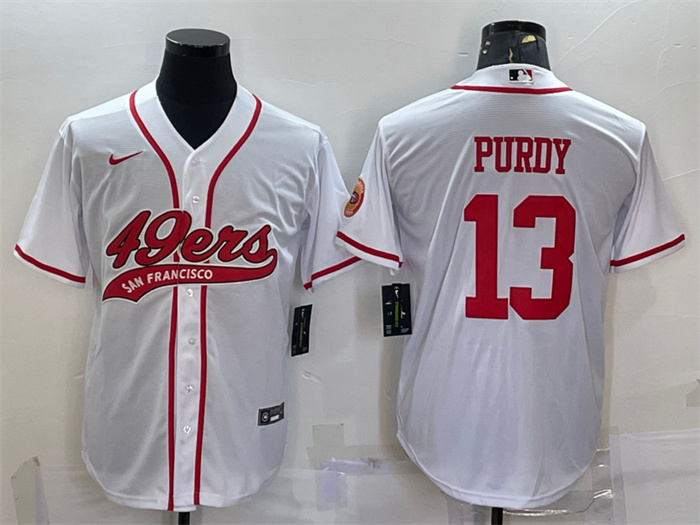 Personalized Men’s San Francisco 49ers #13 Brock Purdy White With Patch Cool Base Stitched Baseball Jersey