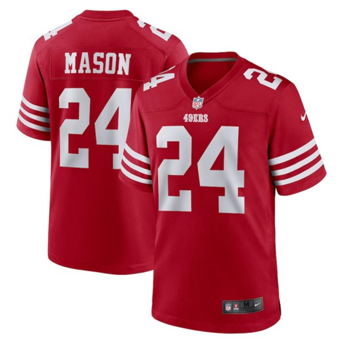 Personalized Men’s San Francisco 49ers #24 Jordan Mason Red Stitched Game Jersey