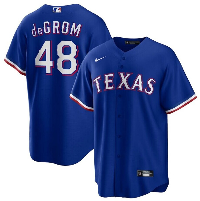 Personalized Men’s Texas Rangers #48 Jacob DeGrom Royal Cool Base Stitched Baseball Jersey