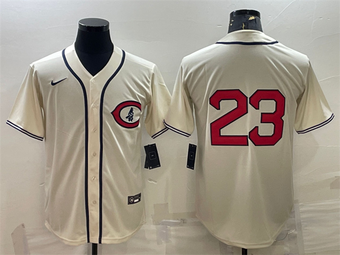 Personalized Men’s Chicago Cubs #23 Ryne Sandberg 2022 Cream Field Of Dreams Cool Base Stitched Baseball Jersey