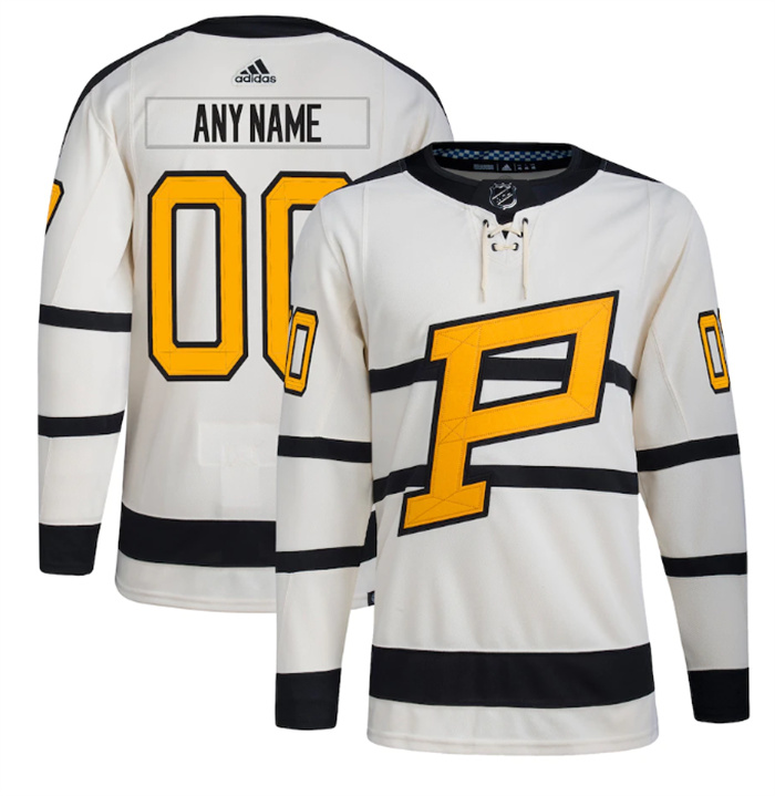 Personalized Men’s Pittsburgh Penguins Cream 2023 Winter Classic Stitched Jersey