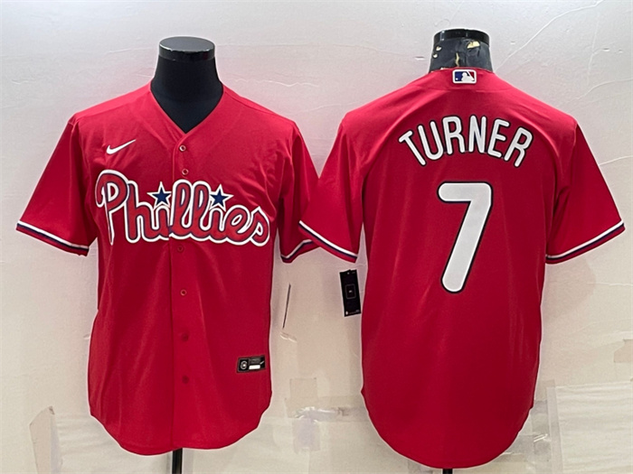 Personalized Men’s Philadelphia Phillies #7 Trea Turner Red Cool Base Stitched Baseball Jersey