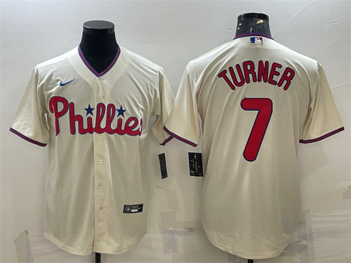 Personalized Men’s Philadelphia Phillies #7 Trea Turner Cream Cool Base Stitched Baseball Jersey