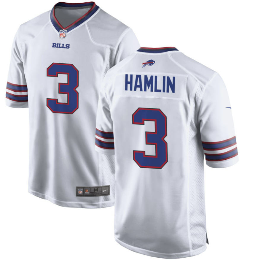 Personalized Men’s Buffalo Bills #3 Damar Hamlin white Player Jersey