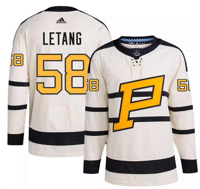 Personalized Men’s Pittsburgh Penguins #58 Kris Letang Cream 2023 Winter Classic Stitched Jersey