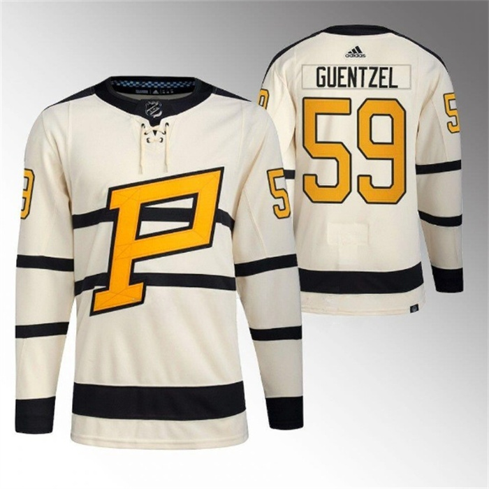 Personalized Men’s Pittsburgh Penguins #59 Jake Guentzel Cream 2023 Winter Classic Stitched Jersey