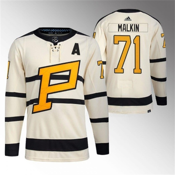 Personalized Men’s Pittsburgh Penguins #71 Evgeni Malkin Cream 2023 Winter Classic Stitched Jersey