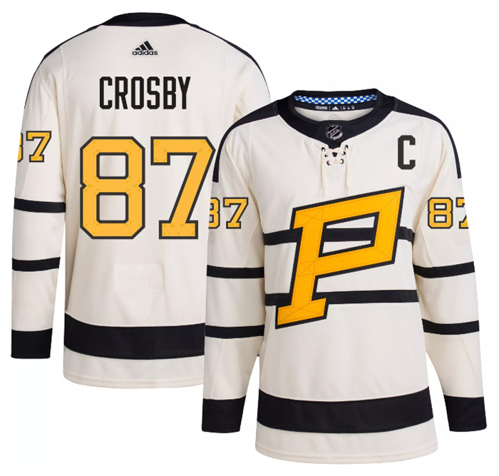 Personalized Men’s Pittsburgh Penguins #87 Sidney Crosby Cream 2023 Winter Classic Stitched Jersey